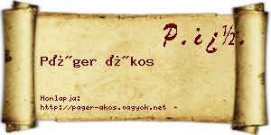 Páger Ákos névjegykártya